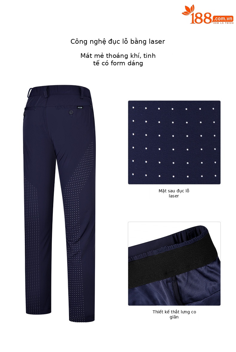 Quần dài golf trẻ em PGM thắt lưng co giãn cho bé trai mùa hè — Yf601-áo màu trắng, Yf601-áo màu xanh hải quân trắng, KUZ161-Quần Đen, Yf601-áo màu đen trắng chi tiết 3