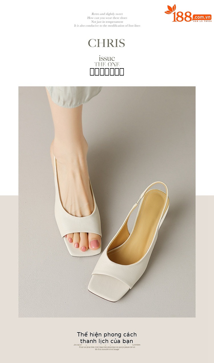Sandal cao gót nữ mũi vuông hở mũi, gót thô 5.5 cm, phong cách Hàn Quốc, miệng nông — Da lộn cừu màu đen chi tiết 7
