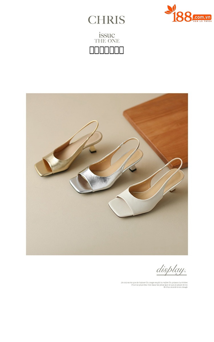Sandal cao gót nữ mũi vuông hở mũi, gót thô 5.5 cm, phong cách Hàn Quốc, miệng nông — Da lộn cừu màu đen chi tiết 16