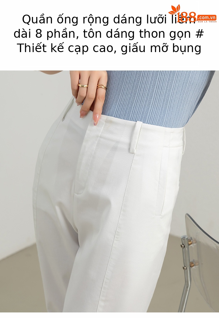 Quần culottes nữ ống rộng cạp cao chất Tencel cotton dáng chuối — Màu xanh tím than chi tiết 2