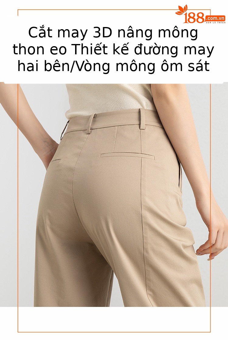 Quần culottes nữ ống rộng cạp cao chất Tencel cotton dáng chuối — Màu xanh tím than chi tiết 5