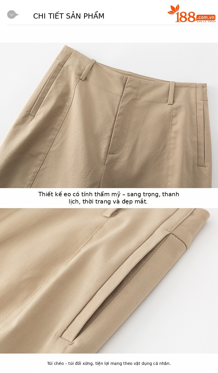 Quần culottes nữ ống rộng cạp cao chất Tencel cotton dáng chuối — Màu xanh tím than chi tiết 17