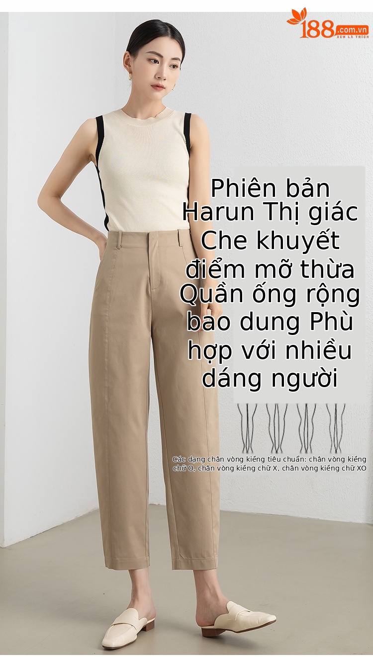 Quần culottes nữ ống rộng cạp cao chất Tencel cotton dáng chuối — Màu xanh tím than chi tiết 7