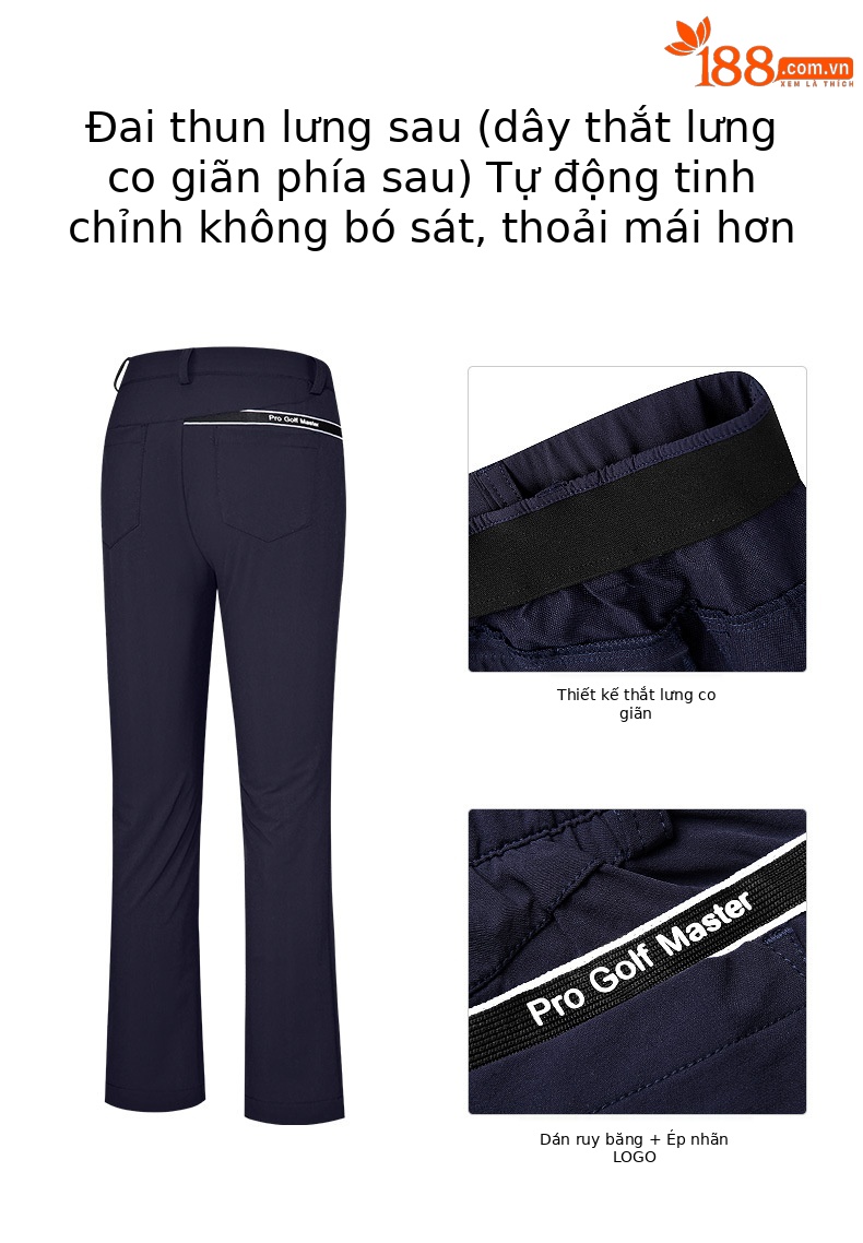 Quần dài golf trẻ em PGM thắt lưng co giãn cho bé gái mùa hè — Yf591-áo màu xanh hải quân, YF591-Áo màu trắng, KUZ155-quần đen, KUZ155-Quần Trắng chi tiết 3