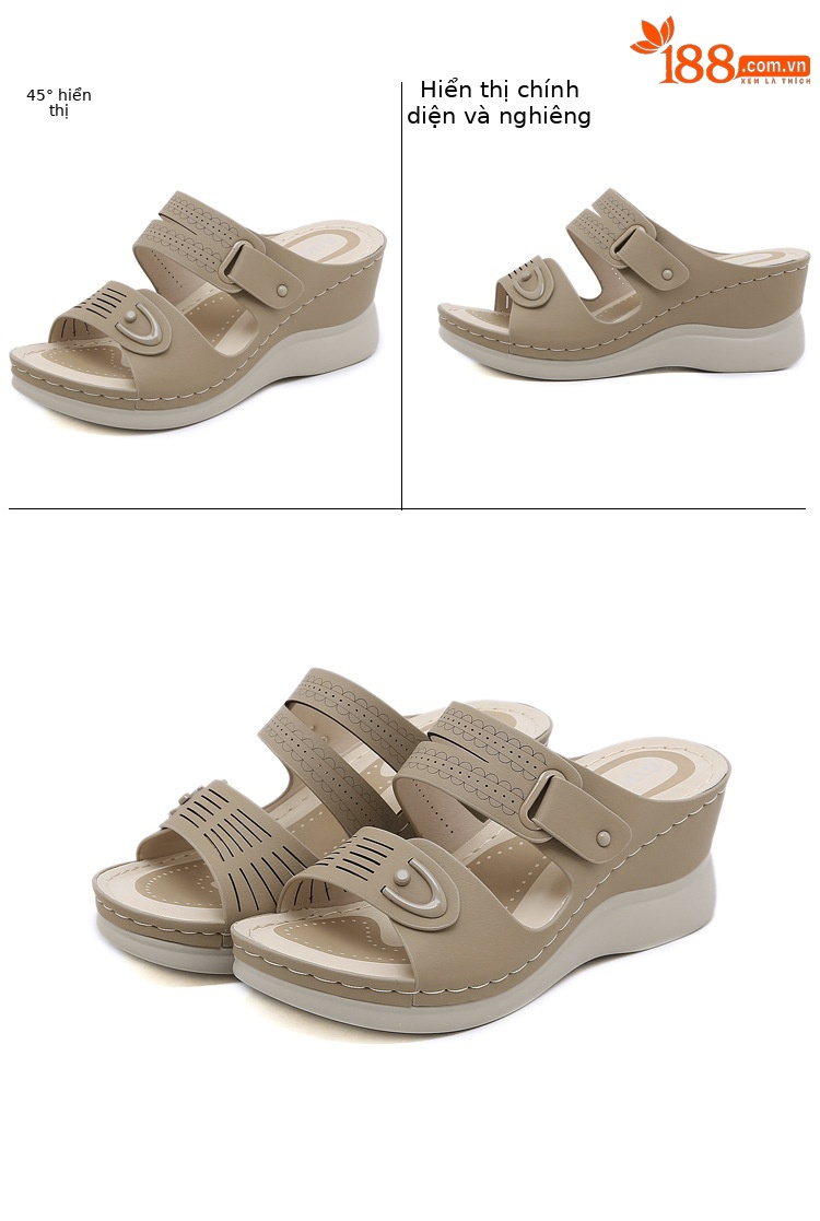 Dép sandal nữ xỏ ngón đế xuồng đi biển phong cách thời trang — Màu đen, Màu xanh lá, Màu mơ chi tiết 13