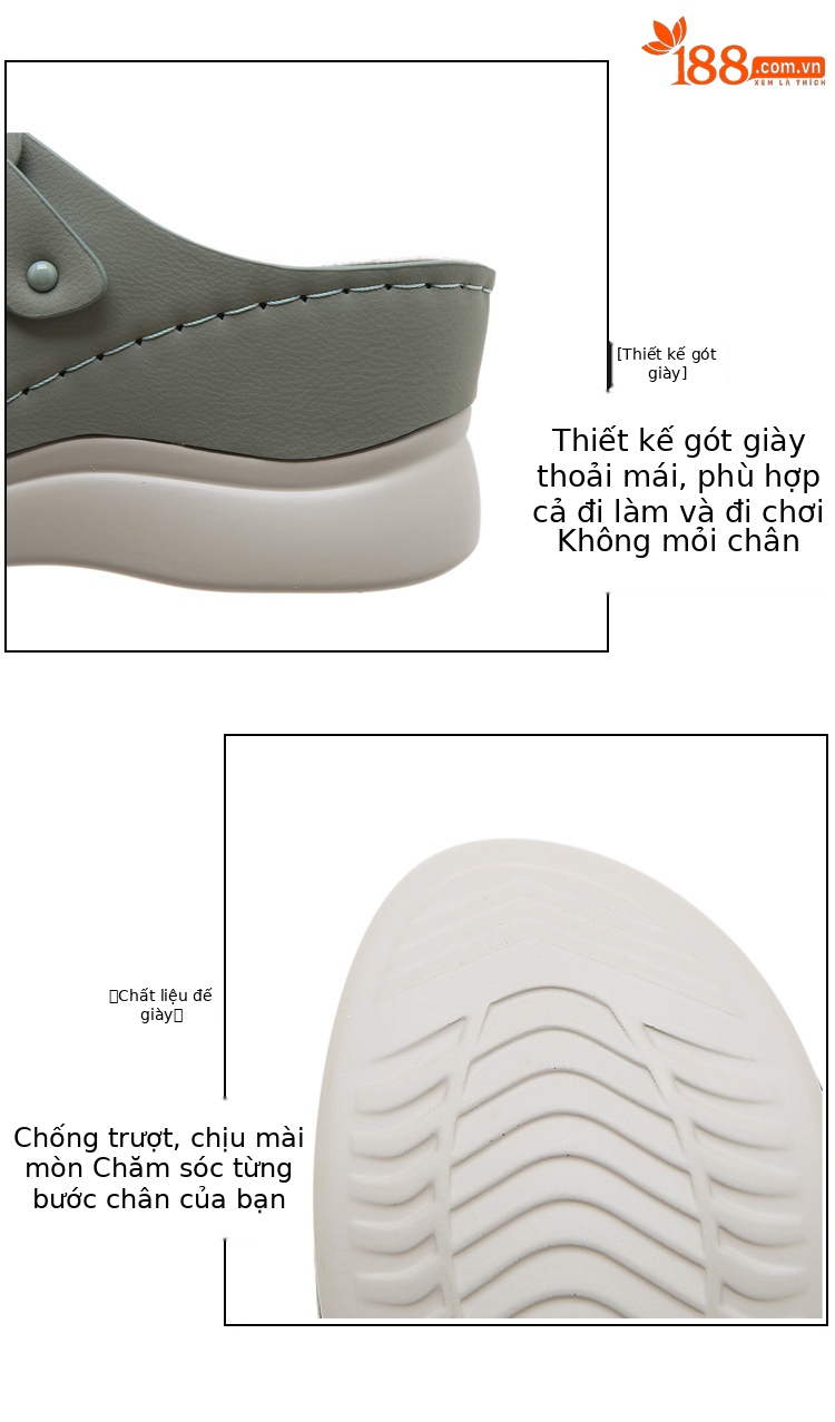 Dép sandal nữ xỏ ngón đế xuồng đi biển phong cách thời trang — Màu đen, Màu xanh lá, Màu mơ chi tiết 11