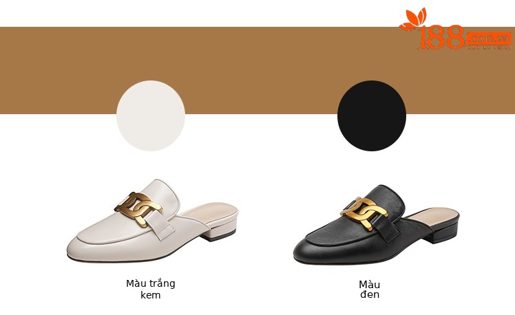 Dép mule nữ da bò đế bệt nửa kín mũi phong cách mùa xuân hè — Màu đen chi tiết 8