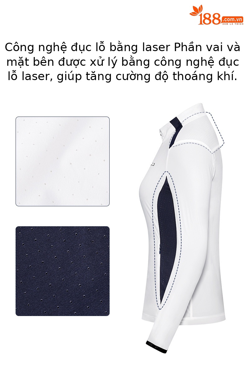 Áo khoác golf chống nắng nữ PGM thiết kế lỗ thoáng khí — QZ074-Màu đen, YF566-màu hồng, YF566-màu trắng, QZ074-màu xanh hải quân chi tiết 4