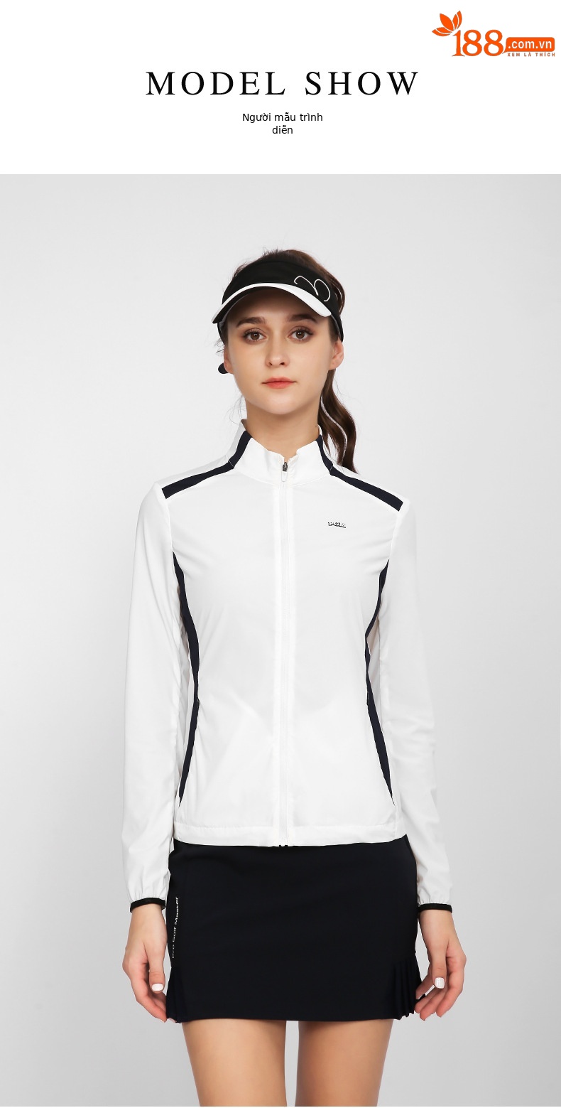 Áo khoác golf chống nắng nữ PGM thiết kế lỗ thoáng khí — QZ074-Màu đen, YF566-màu hồng, YF566-màu trắng, QZ074-màu xanh hải quân chi tiết 7
