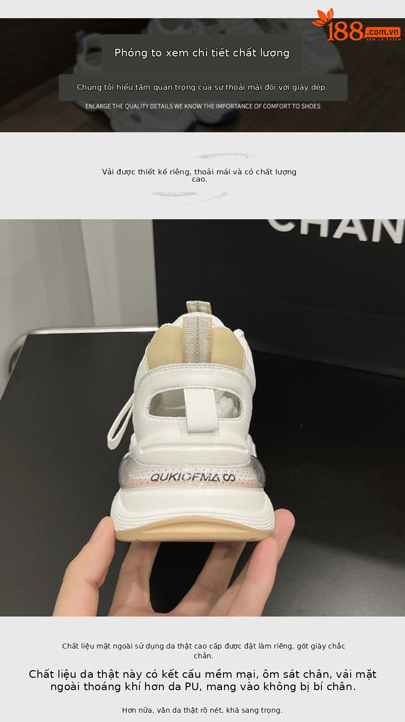 Dép sandal nữ quai chữ V đơn giản đế wedge PU thoáng khí — Xanh dương, Mơ chi tiết 5