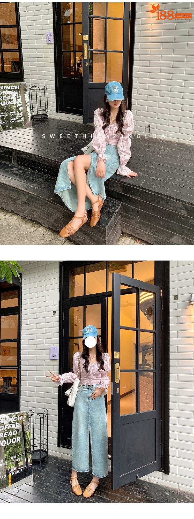 Sandal nữ đế bằng da bò lớp đầu quai chữ T dệt cổ điển — Màu nâu chi tiết 11
