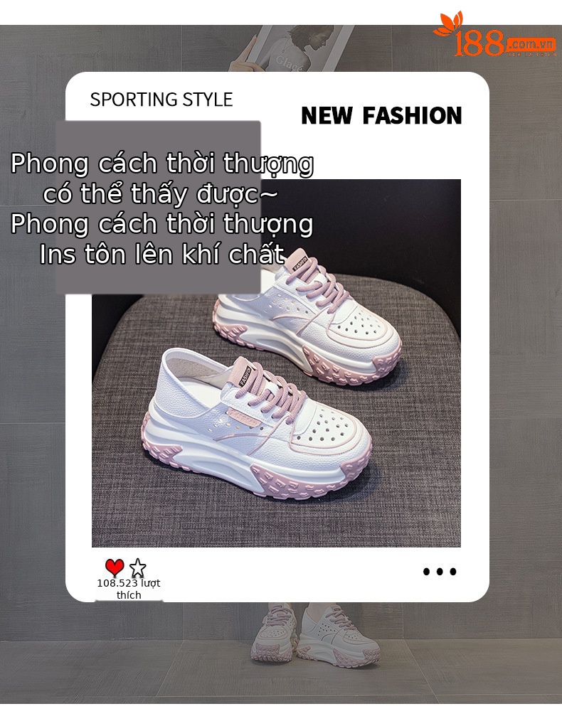 Giày sneaker nữ da thật đế dày phong cách thể thao tăng chiều cao, có thể xỏ như dép, mẫu hè 2026 — M2328 màu tím, M2328 màu đen, M2328 Màu Đỏ, M2328 màu xanh lá chi tiết 2