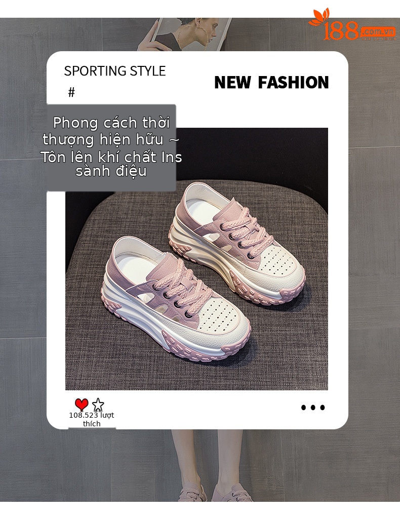 Giày sneaker nữ đế dày da khoét lỗ phong cách retro mùa hè 2026 — M2331 màu trắng, M2331 màu xanh lam, M2331 màu hồng chi tiết 2