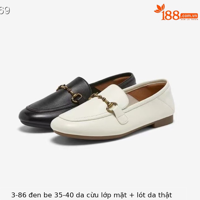 Giày lười nữ da cừu siêu mềm mũi vuông phong cách Chanel — Màu đen