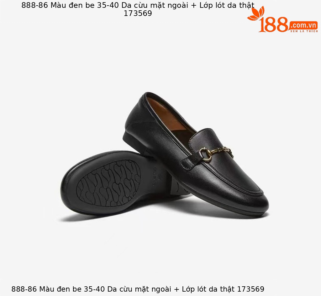 Giày lười nữ da cừu siêu mềm mũi vuông phong cách Chanel — Màu đen chi tiết 2