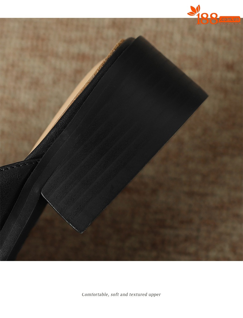 Giày mule nữ da bò mũi nhọn gót thấp 2 cm — Màu đen chi tiết 14