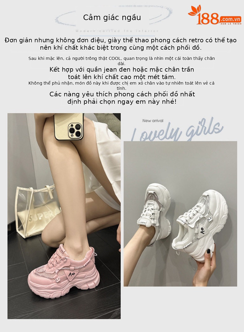 Giày sandal cao gót nữ hở mũi đế platform da bò thật, gót siêu cao 8 cm — Trắng, Hồng chi tiết 3