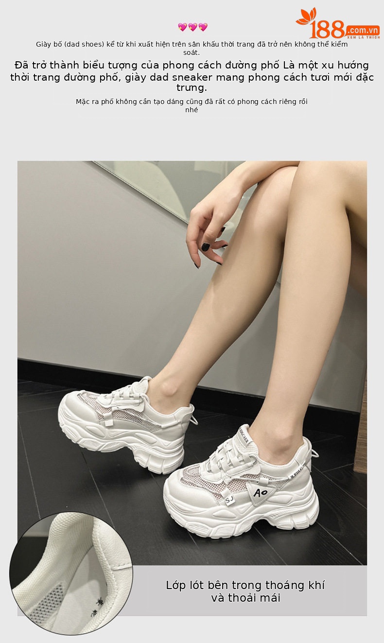 Giày sandal cao gót nữ hở mũi đế platform da bò thật, gót siêu cao 8 cm — Trắng, Hồng chi tiết 4