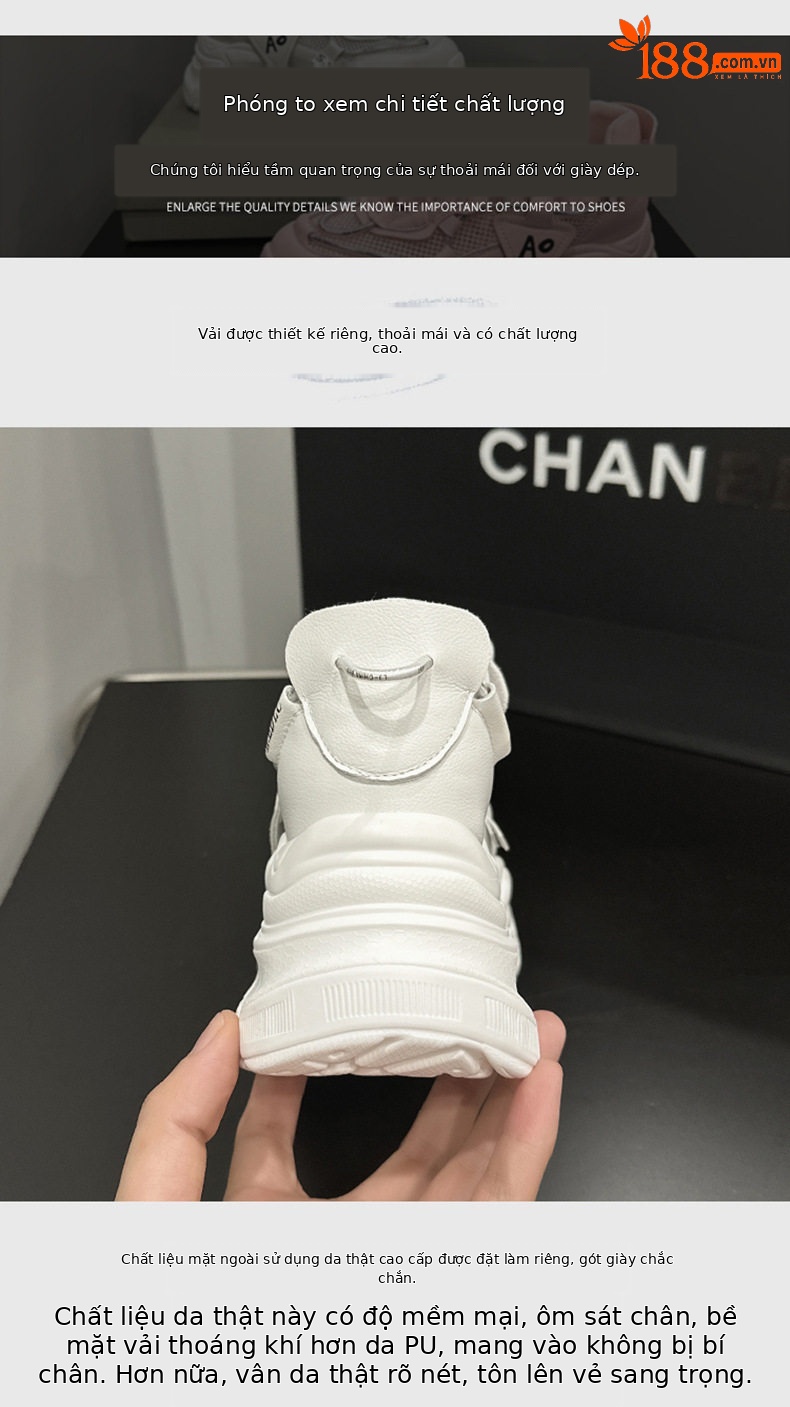 Giày sandal cao gót nữ hở mũi đế platform da bò thật, gót siêu cao 8 cm — Trắng, Hồng chi tiết 5