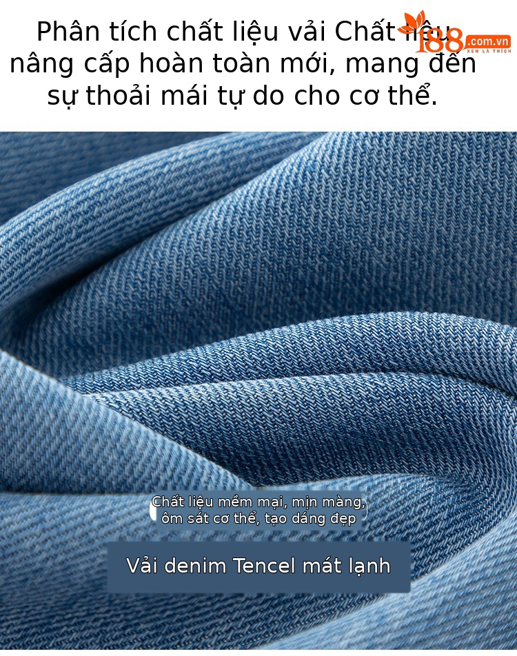 Quần jean nữ ống rộng cạp cao dáng suông chất Tencel mỏng mùa hè — Màu xám đen chi tiết 7