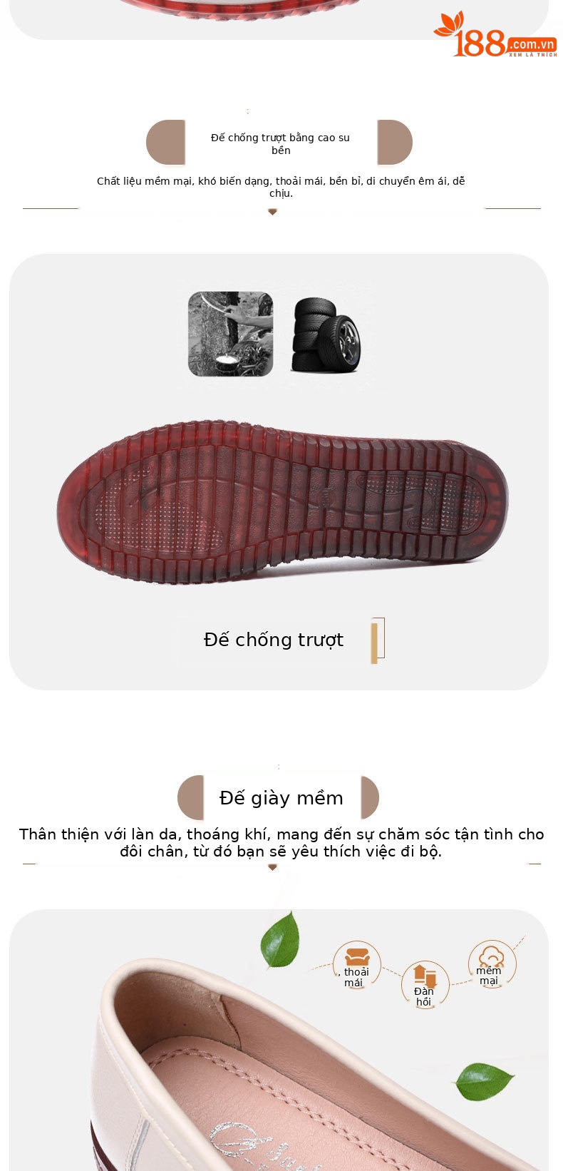 Giày da khoét lỗ mùa hè cho nữ trung niên đế mềm da thật — Màu đen chi tiết 6