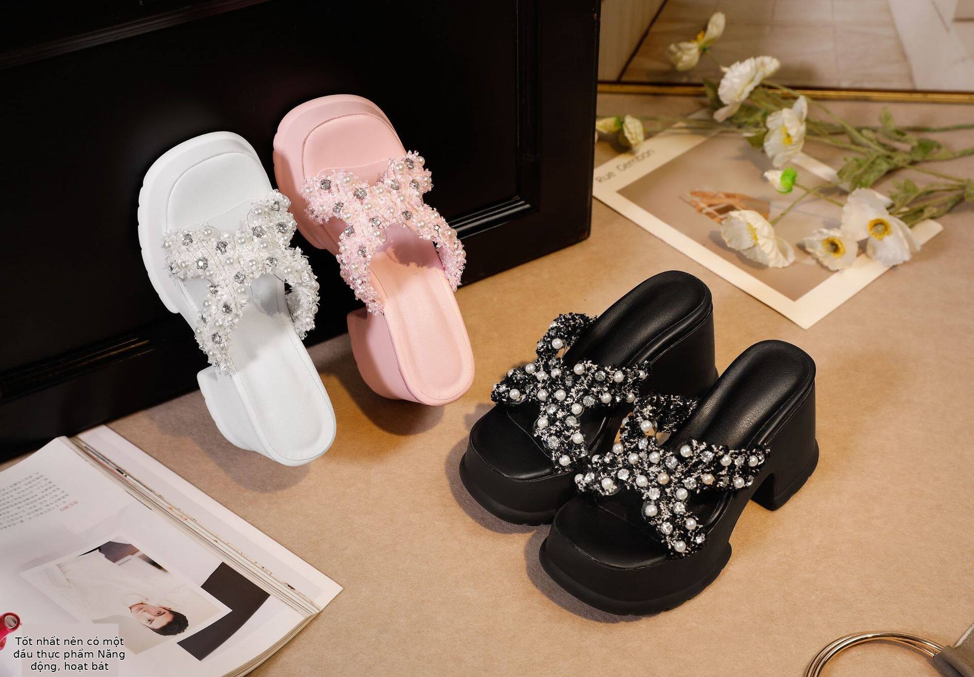 Dép sandal nữ quai chữ V đơn giản phong cách Chanel 2023 — Đen, Hồng, Trắng chi tiết 24