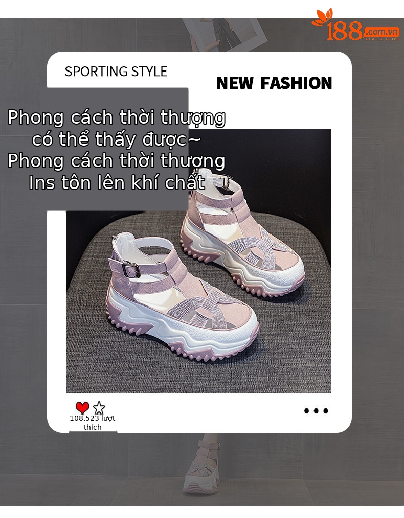 Sandal nữ đế giấu gót mùa hè 2026 khoét lỗ đính đá phong cách La Mã mũi kín — M2333 màu vàng, M2333 màu trắng, M2333 Màu Đỏ, M2333 màu xanh lam chi tiết 3