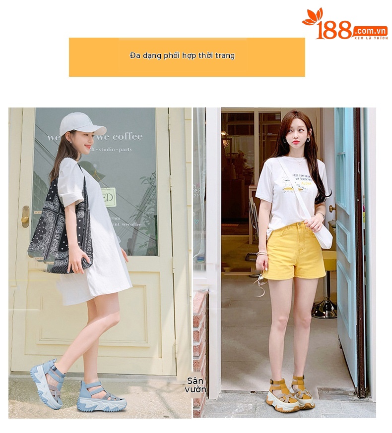 Sandal nữ đế giấu gót mùa hè 2026 khoét lỗ đính đá phong cách La Mã mũi kín — M2333 màu vàng, M2333 màu trắng, M2333 Màu Đỏ, M2333 màu xanh lam chi tiết 7
