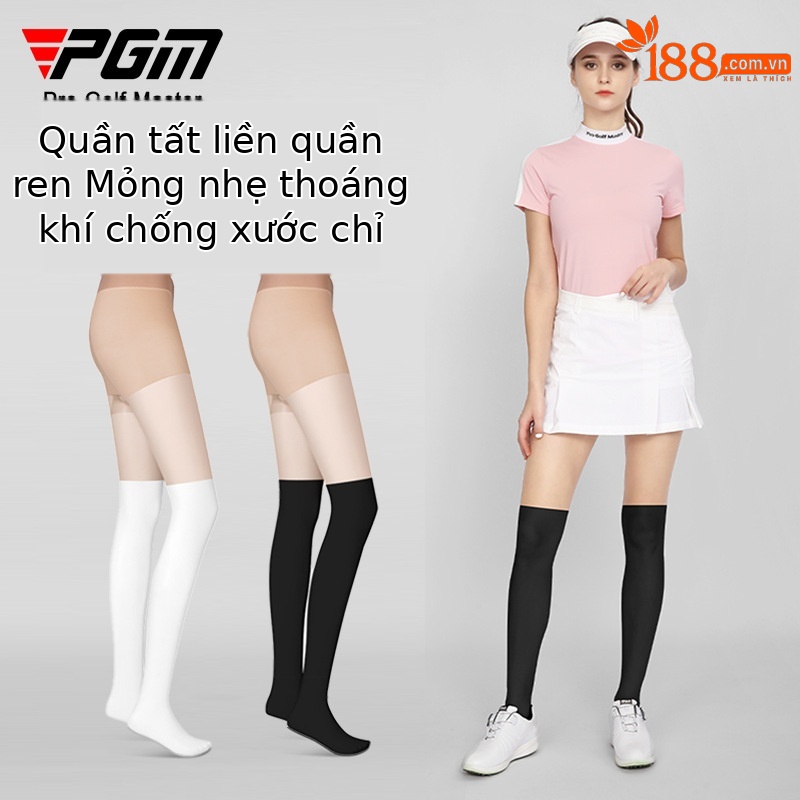 Quần legging nữ lụa lạnh mùa hè PGM Golf khâu liền chân tất dài chống nắng thoáng khí — WZ023-Da trên và dưới Đen