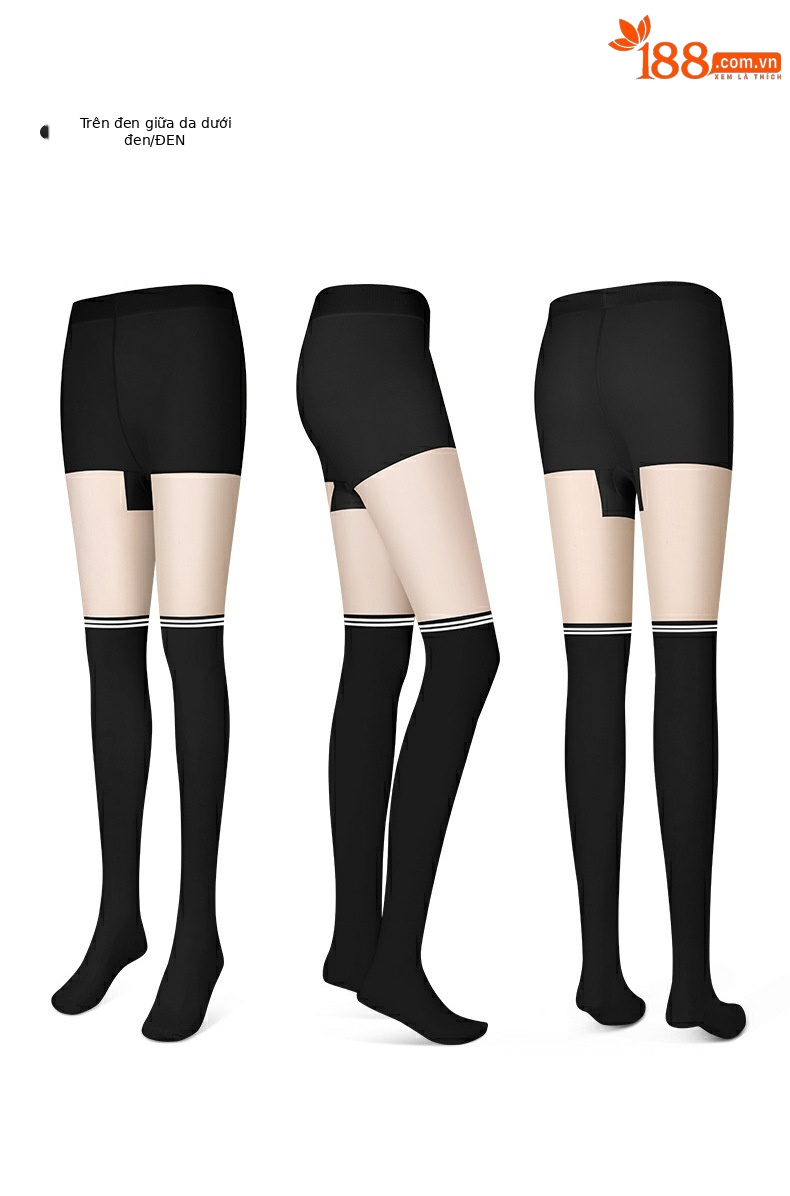 Quần legging nữ lụa lạnh mùa hè PGM Golf khâu liền chân tất dài chống nắng thoáng khí — WZ023-Da trên và dưới Đen chi tiết 15