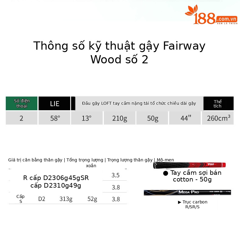 Gậy đánh golf PGM số 2 gỗ giao bóng, thân carbon titan, trọng tâm thấp, tay phải — MG047-Tay Phải nam số 2 (R cấp), MG047-Tay Phải nam số 2 (cấp SR), MG047-Tay Phải nam số 2 (S lớp) chi tiết 5