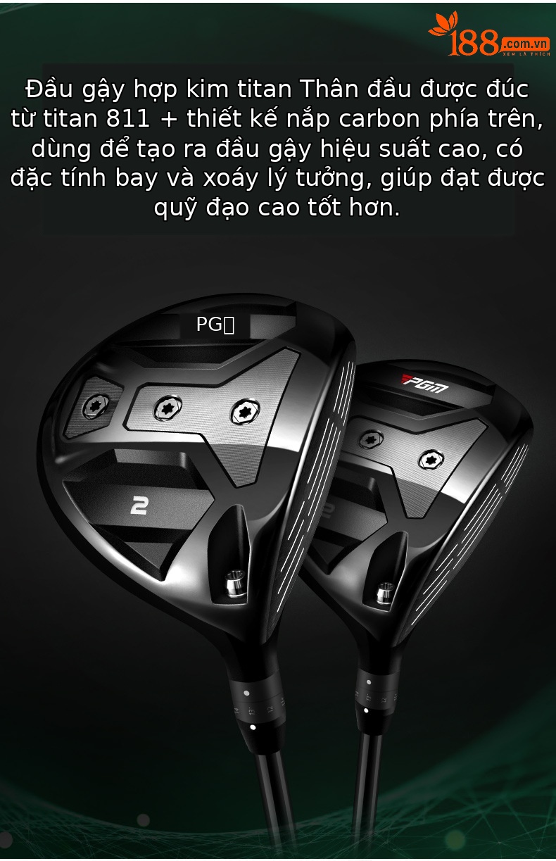 Gậy đánh golf PGM số 2 gỗ giao bóng, thân carbon titan, trọng tâm thấp, tay phải — MG047-Tay Phải nam số 2 (R cấp), MG047-Tay Phải nam số 2 (cấp SR), MG047-Tay Phải nam số 2 (S lớp) chi tiết 6