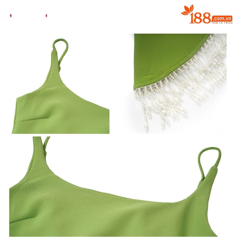 Đầm maxi nữ thắt eo thiết kế tua rua ôm dáng mùa hè — Màu cam chi tiết 3