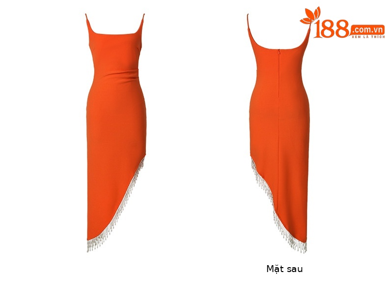 Đầm maxi nữ thắt eo thiết kế tua rua ôm dáng mùa hè — Màu cam chi tiết 5