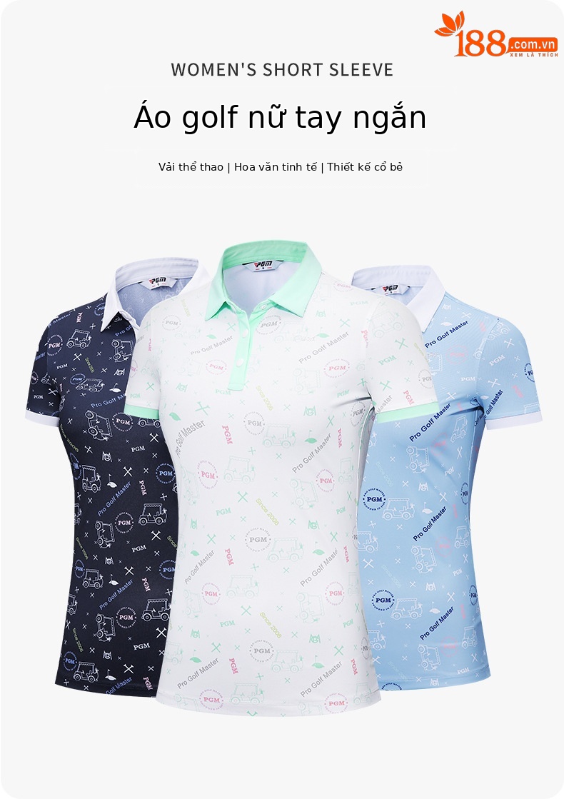 Áo thun golf nữ tay ngắn in họa tiết — KUZ146-Quần kaki, KUZ146-Quần màu xanh nước biển, KUZ146-Quần Trắng, YF562-Áo màu trắng chi tiết 2