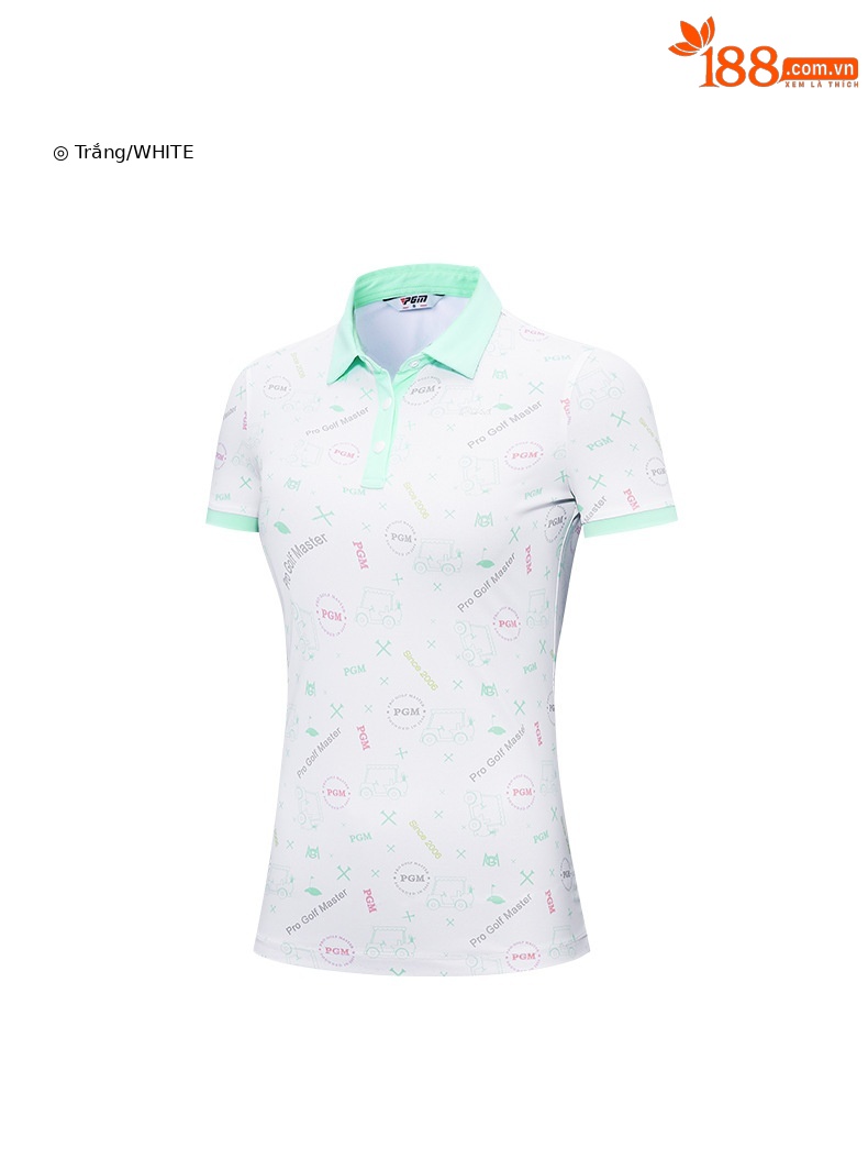 Áo thun golf nữ tay ngắn in họa tiết — KUZ146-Quần kaki, KUZ146-Quần màu xanh nước biển, KUZ146-Quần Trắng, YF562-Áo màu trắng chi tiết 15