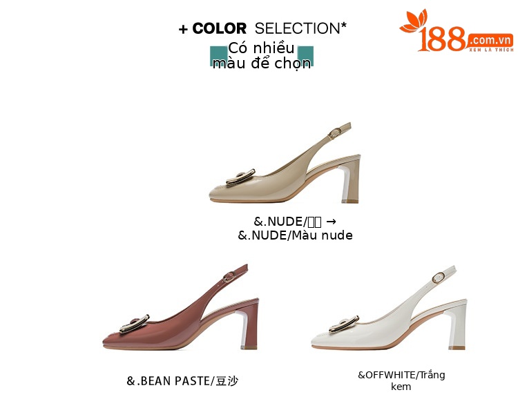 Sandal nữ mùa hè gót dày vuông mũi bao đầu khóa kim loại quai ngang lưng rỗng — Hồng mâm xôi chi tiết 3