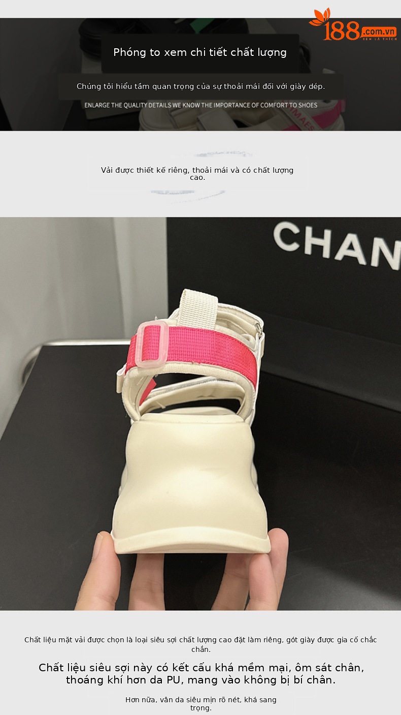 Dép sandal nữ quai chữ V đơn giản mùa hè, đế bệt, chất liệu microfiber — Đen, Len nguyên chất chi tiết 5