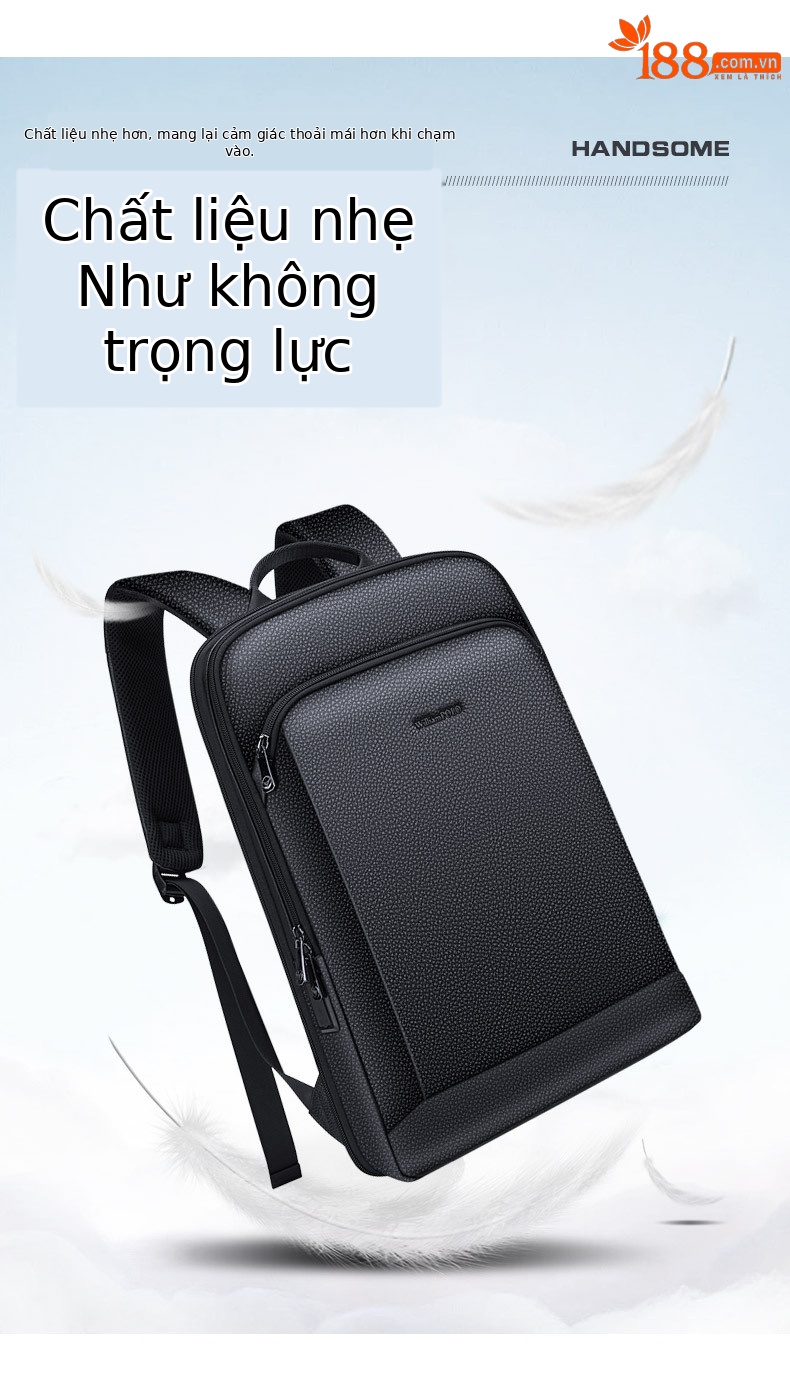 Ba lô nam công sở da bò thật lớp đầu Emperor Paul, sức chứa lớn, túi laptop chi tiết 9