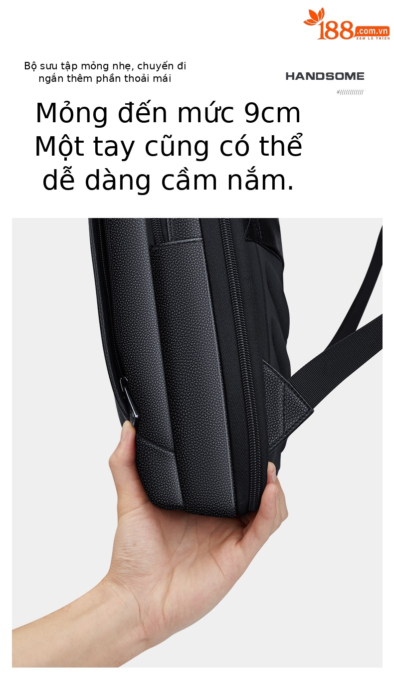 Ba lô nam công sở da bò thật lớp đầu Emperor Paul, sức chứa lớn, túi laptop chi tiết 10