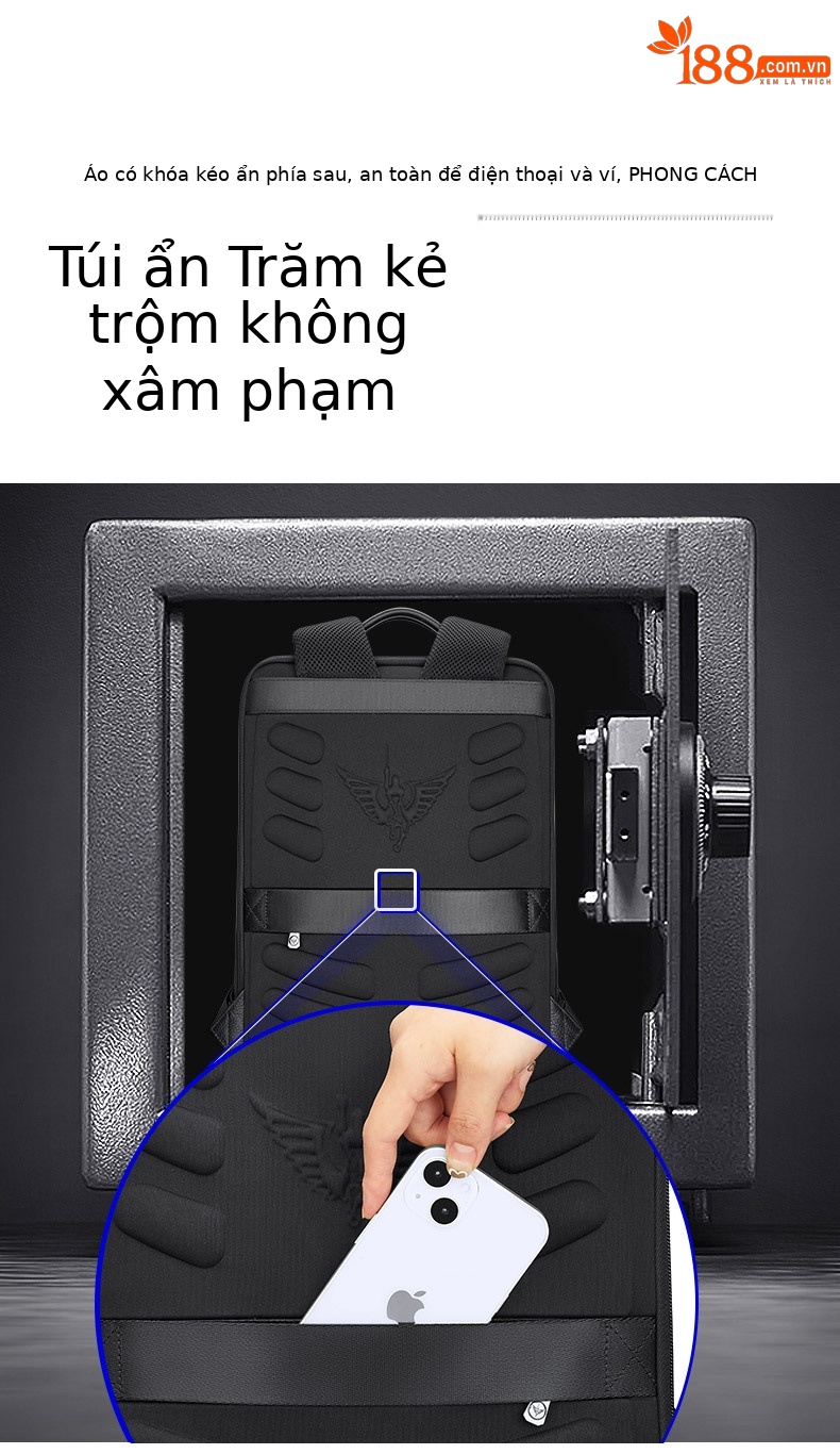 Ba lô nam công sở da bò thật lớp đầu Emperor Paul, sức chứa lớn, túi laptop chi tiết 11
