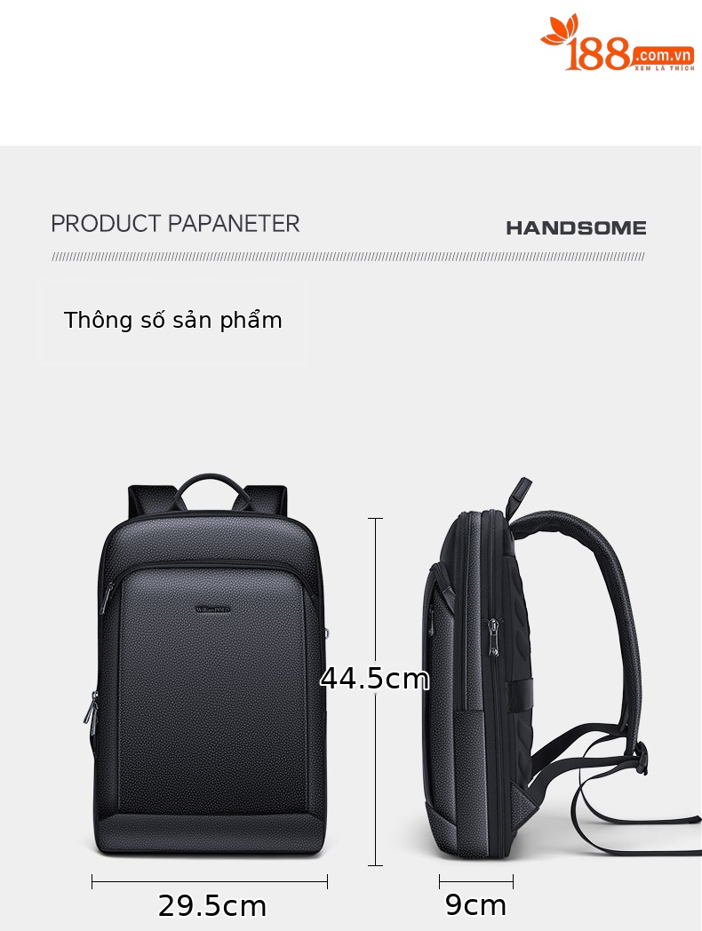 Ba lô nam công sở da bò thật lớp đầu Emperor Paul, sức chứa lớn, túi laptop chi tiết 12