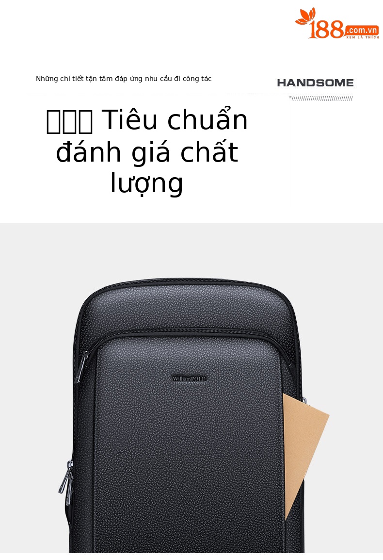 Ba lô nam công sở da bò thật lớp đầu Emperor Paul, sức chứa lớn, túi laptop chi tiết 17