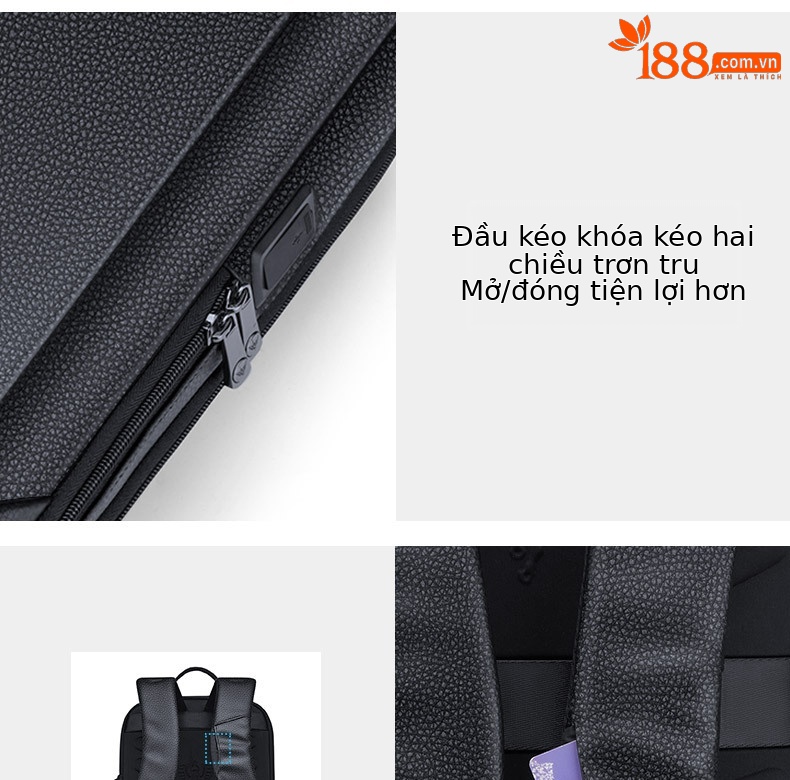 Ba lô nam công sở da bò thật lớp đầu Emperor Paul, sức chứa lớn, túi laptop chi tiết 18