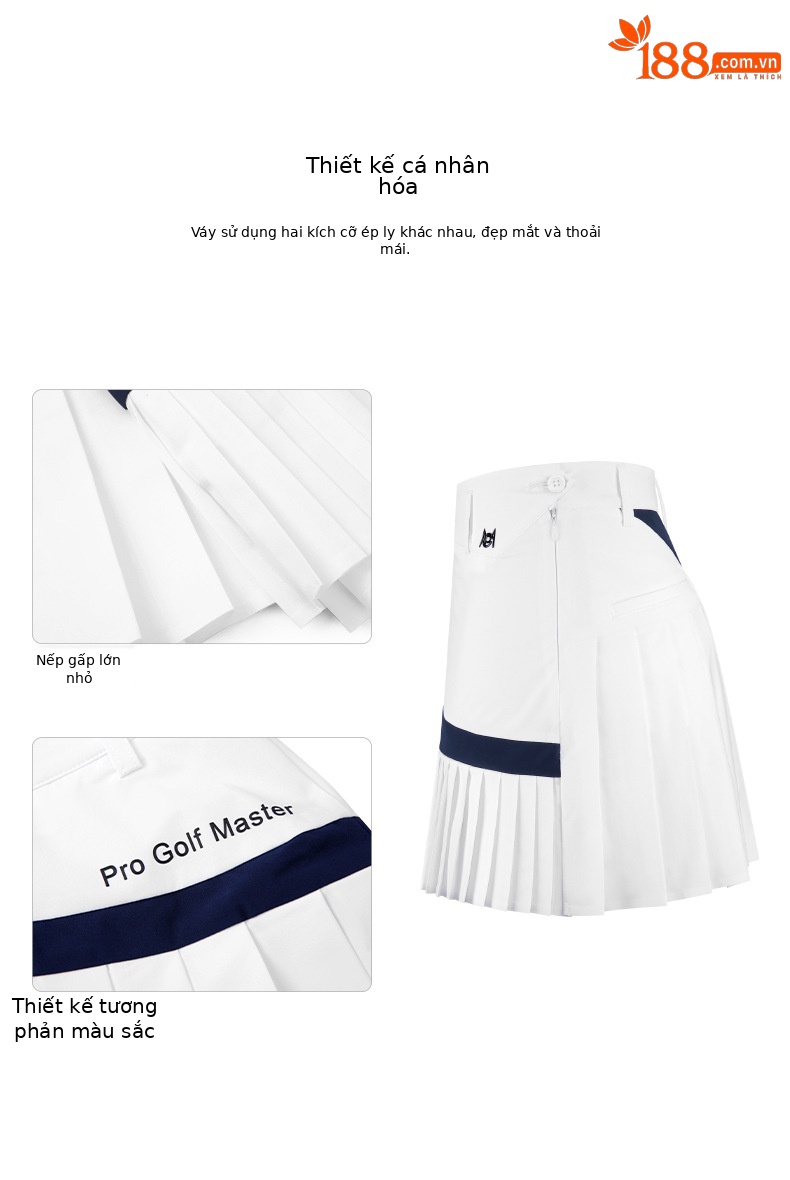 Váy golf nữ ngắn xếp ly kèm quần legging thoáng khí — YF552-màu xanh nước biển, YF552-màu trắng, Qz089-màu xanh hải quân, QZ089-màu xanh nhạt chi tiết 3