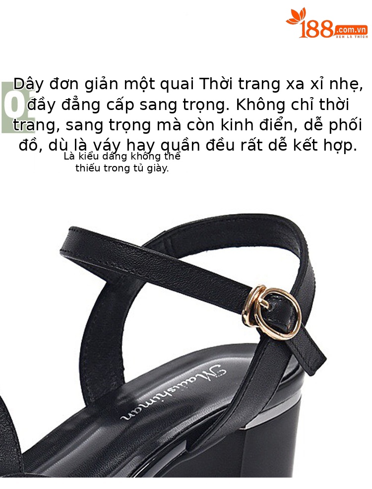Sandal nữ da thật mũi nhọn quai ngang gót thấp 5 cm đế mềm — Màu mơ cao gót 5 cm chi tiết 9