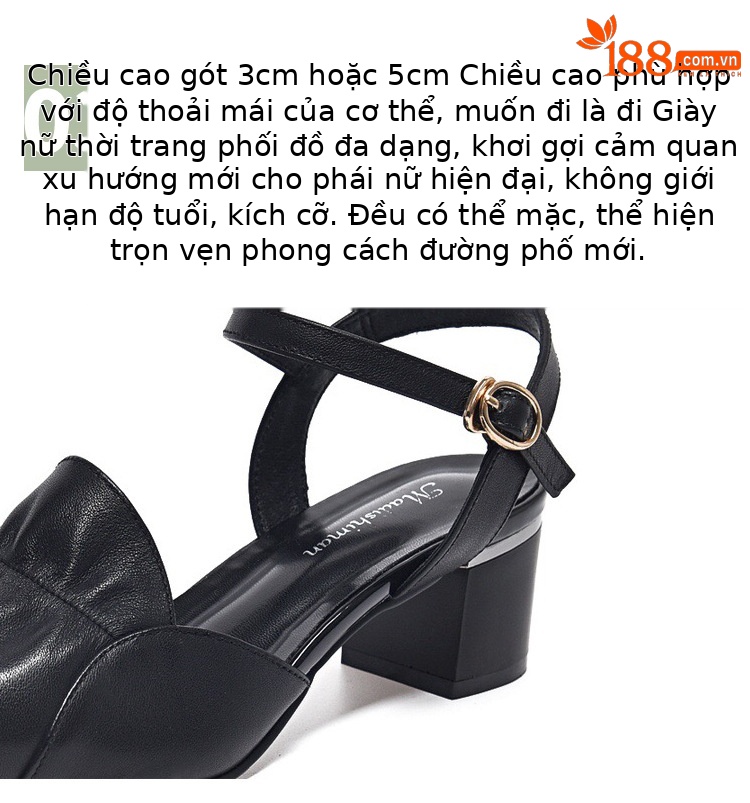 Sandal nữ da thật mũi nhọn quai ngang gót thấp 5 cm đế mềm — Màu mơ cao gót 5 cm chi tiết 10