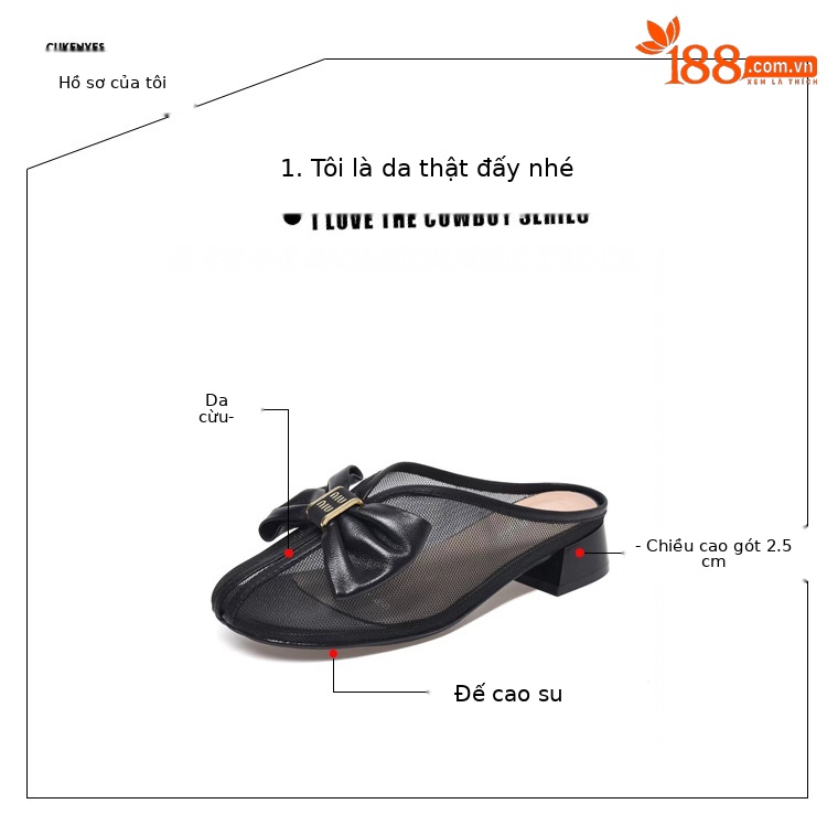 Dép sandal nữ bít mũi lưới da thật đế bệt phong cách tiên nữ — Màu đen chi tiết 8