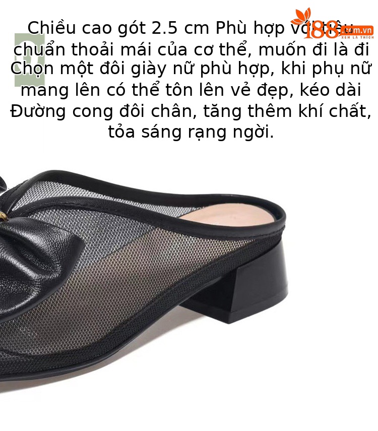 Dép sandal nữ bít mũi lưới da thật đế bệt phong cách tiên nữ — Màu đen chi tiết 10