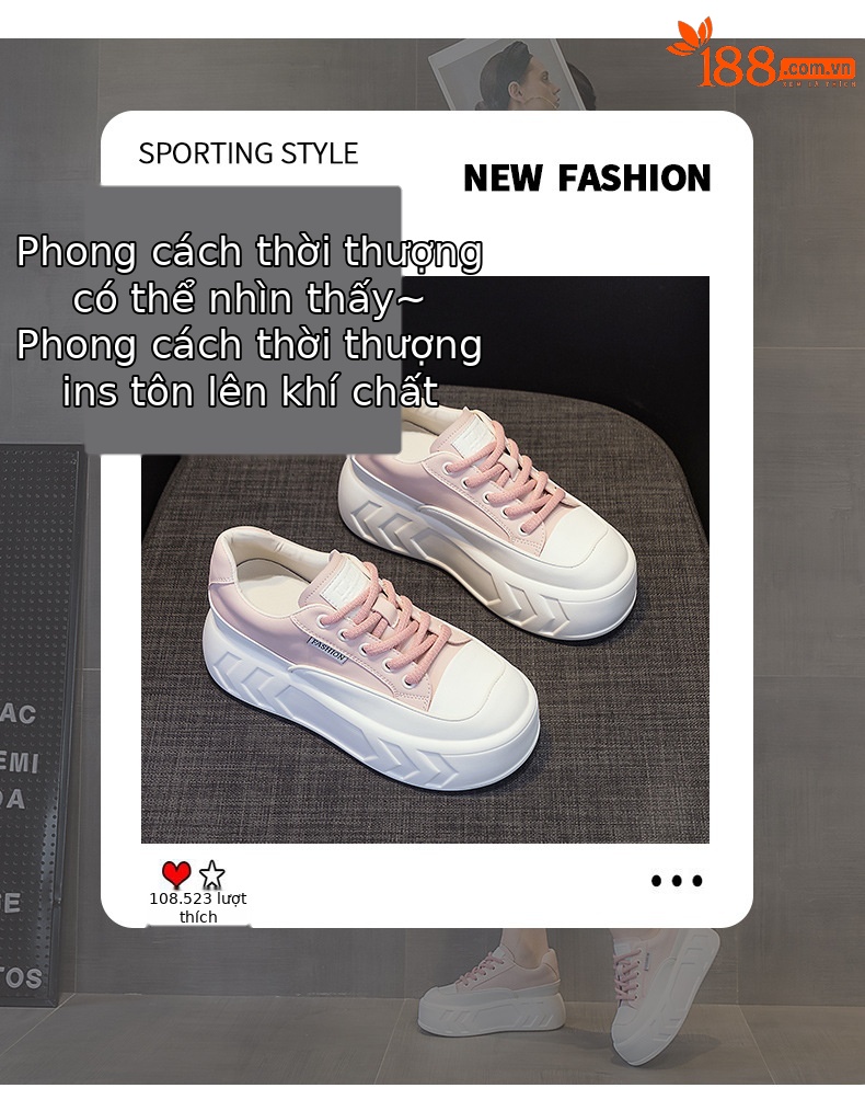 Giày sneaker nữ đế dày tăng chiều cao da bò mùa xuân 2025 — M2315 Màu mơ, M2315 màu trắng, M2315-1 mặt lưới màu trắng, M2315-1 mặt lưới màu hồng chi tiết 3